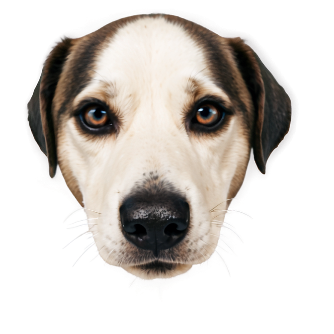 a close up of a dog's face