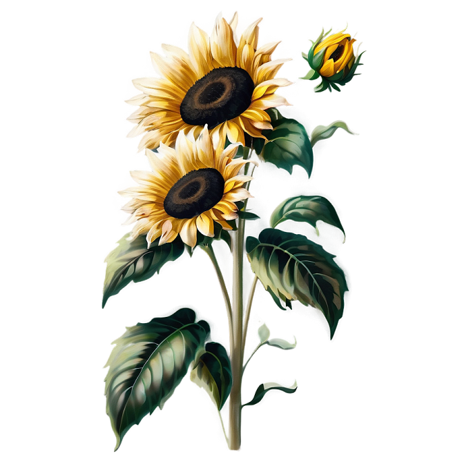 two sunflowers on a white background
