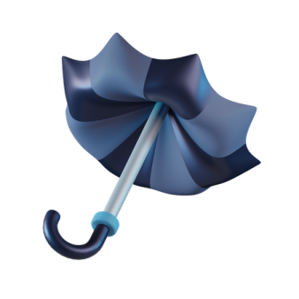 a blue umbrella on a white background