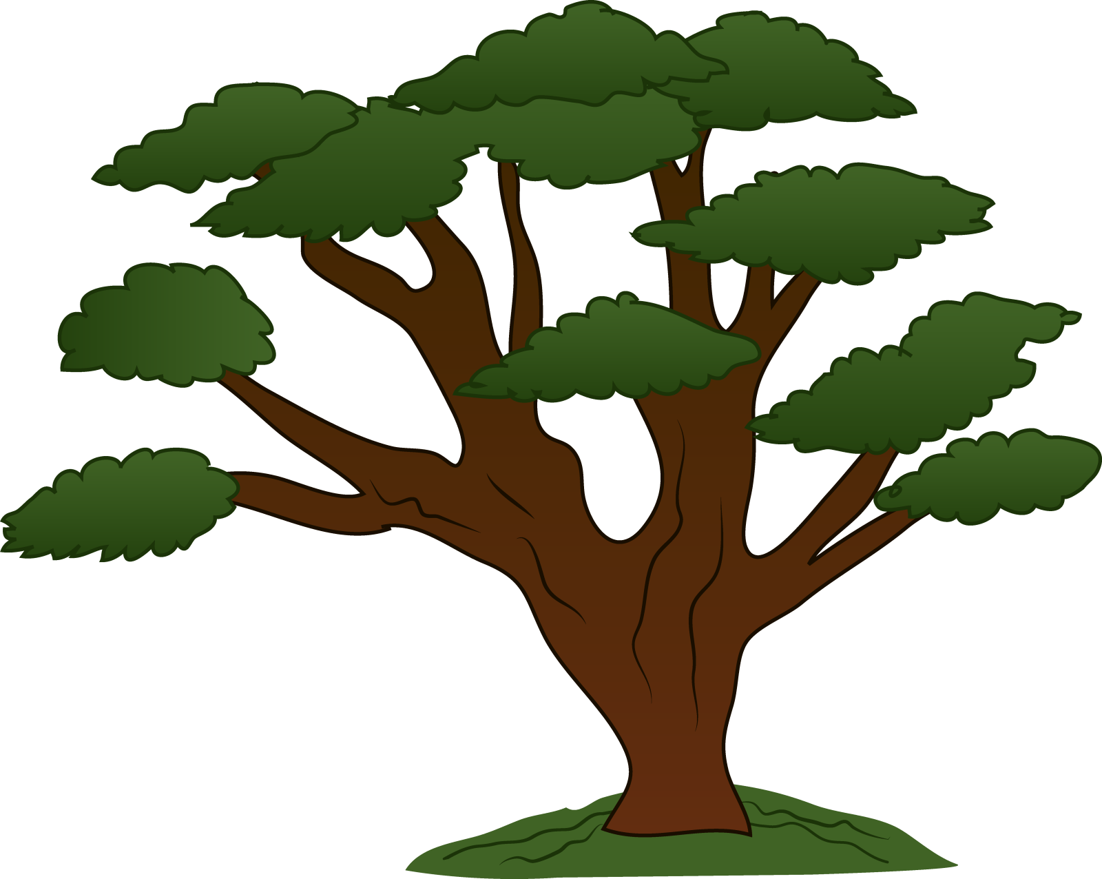 a cartoon tree with green leaves