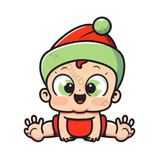 a cartoon baby wearing a santa hat
