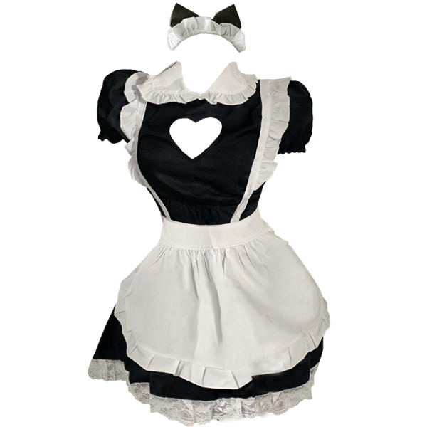 a black and white maid costume with a bow