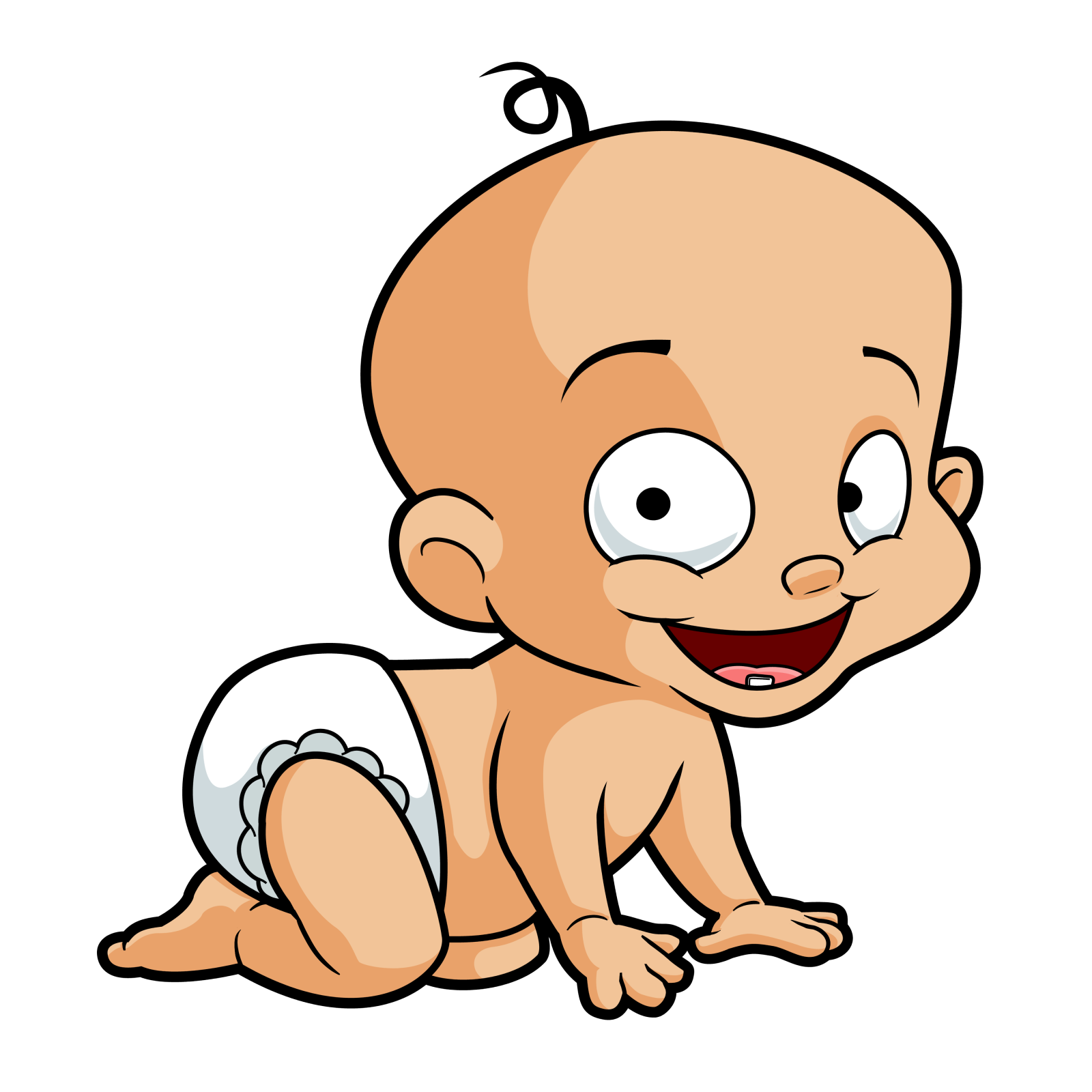 a cartoon baby sitting on the ground