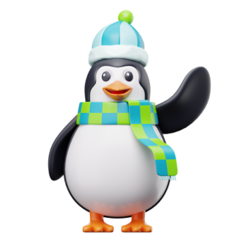 a penguin wearing a hat and scarf