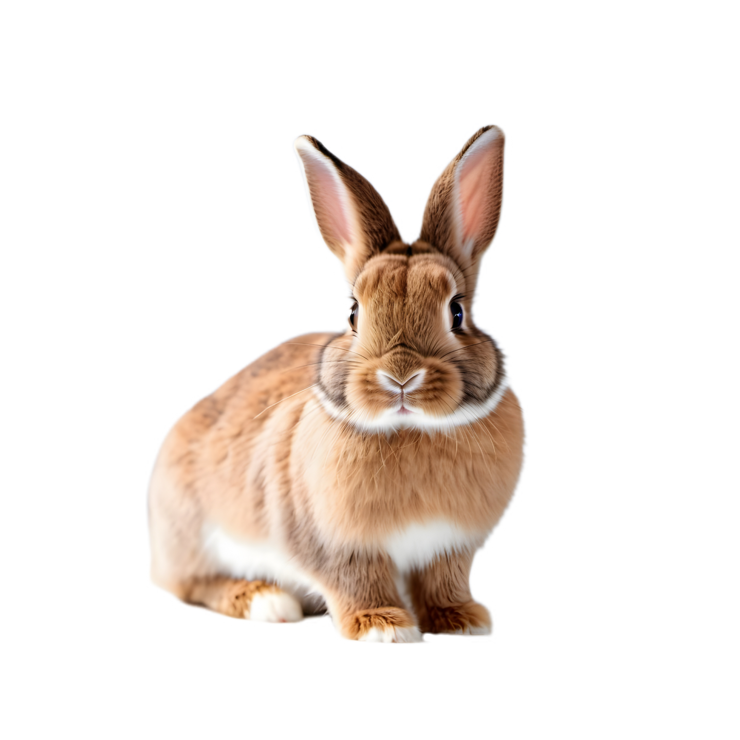 a brown rabbit sitting on top of a white surface