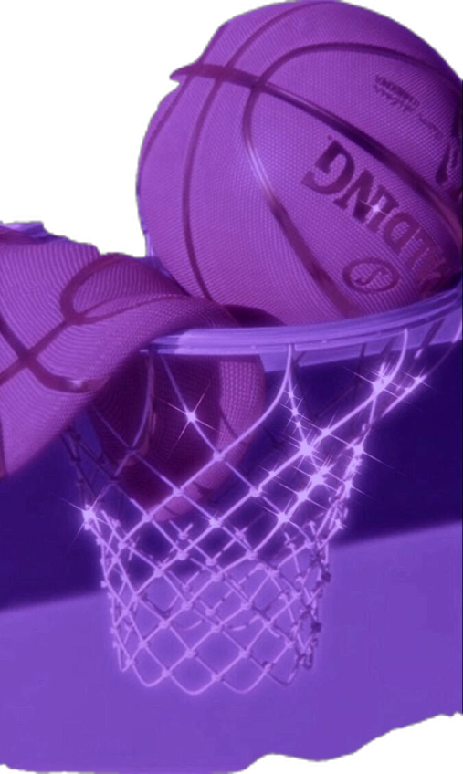 two purple basketball balls in a basket