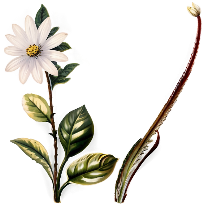 a white flower with green leaves on it