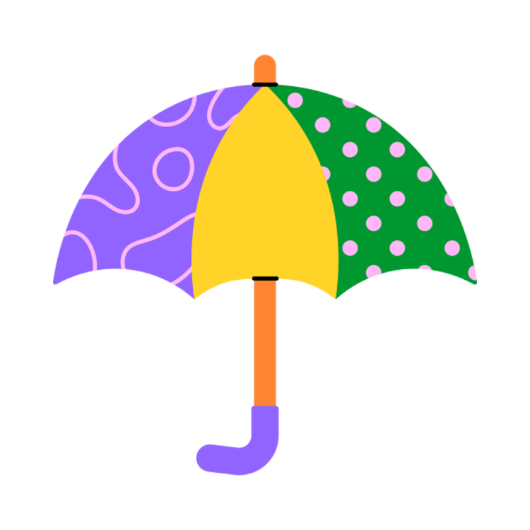 a colorful umbrella with polka dots on it