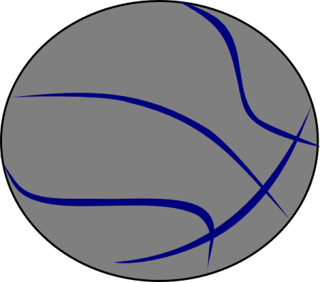 a basketball ball with blue lines on it