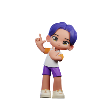 a small figure of a girl in purple shorts and white shirt