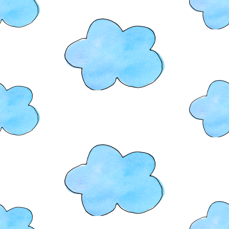 a watercolor pattern with blue flowers on a white background