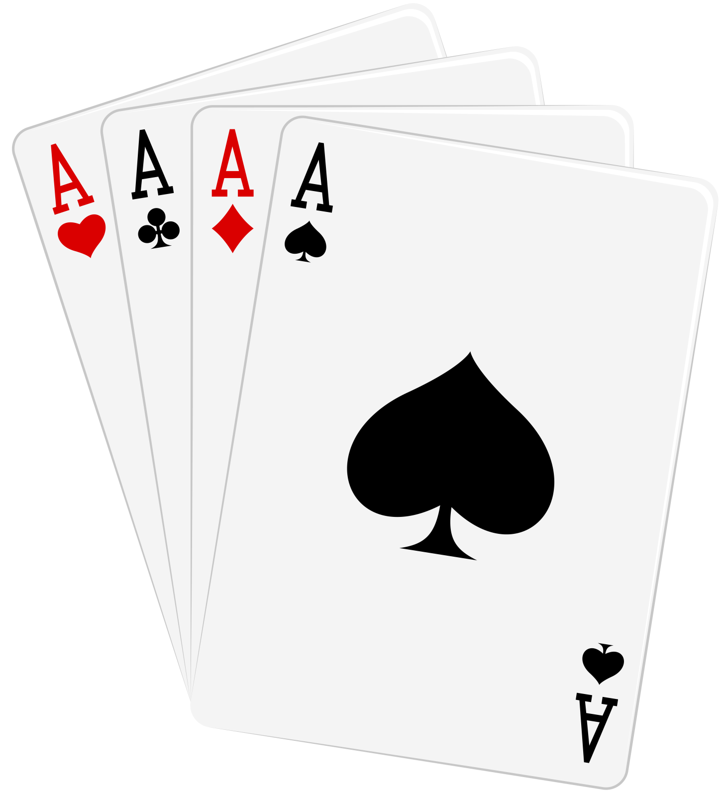 four aces playing cards on white background