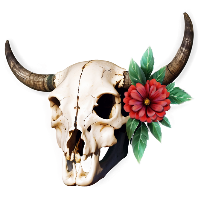 a skull with a flower on it's head