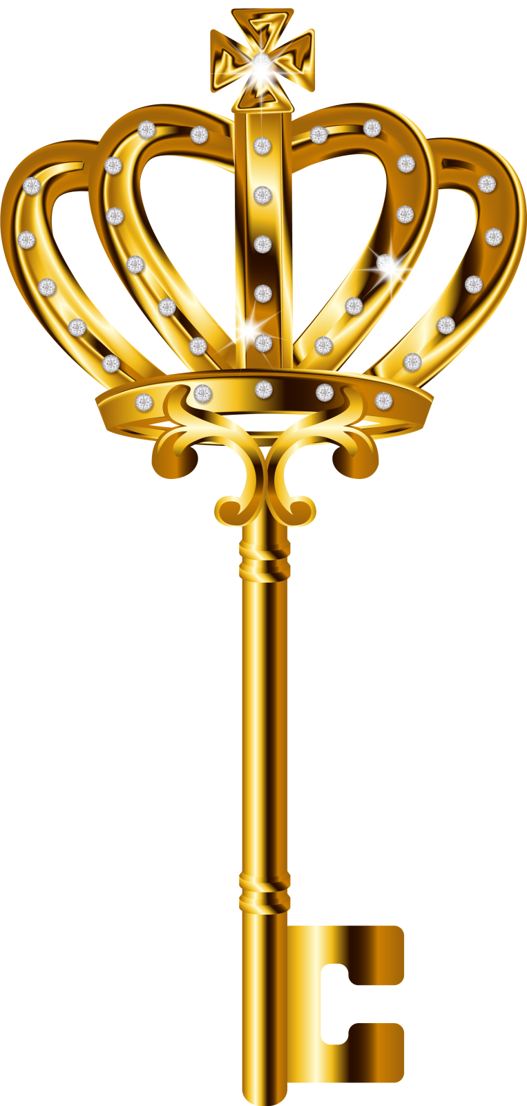 a golden key with diamonds on it