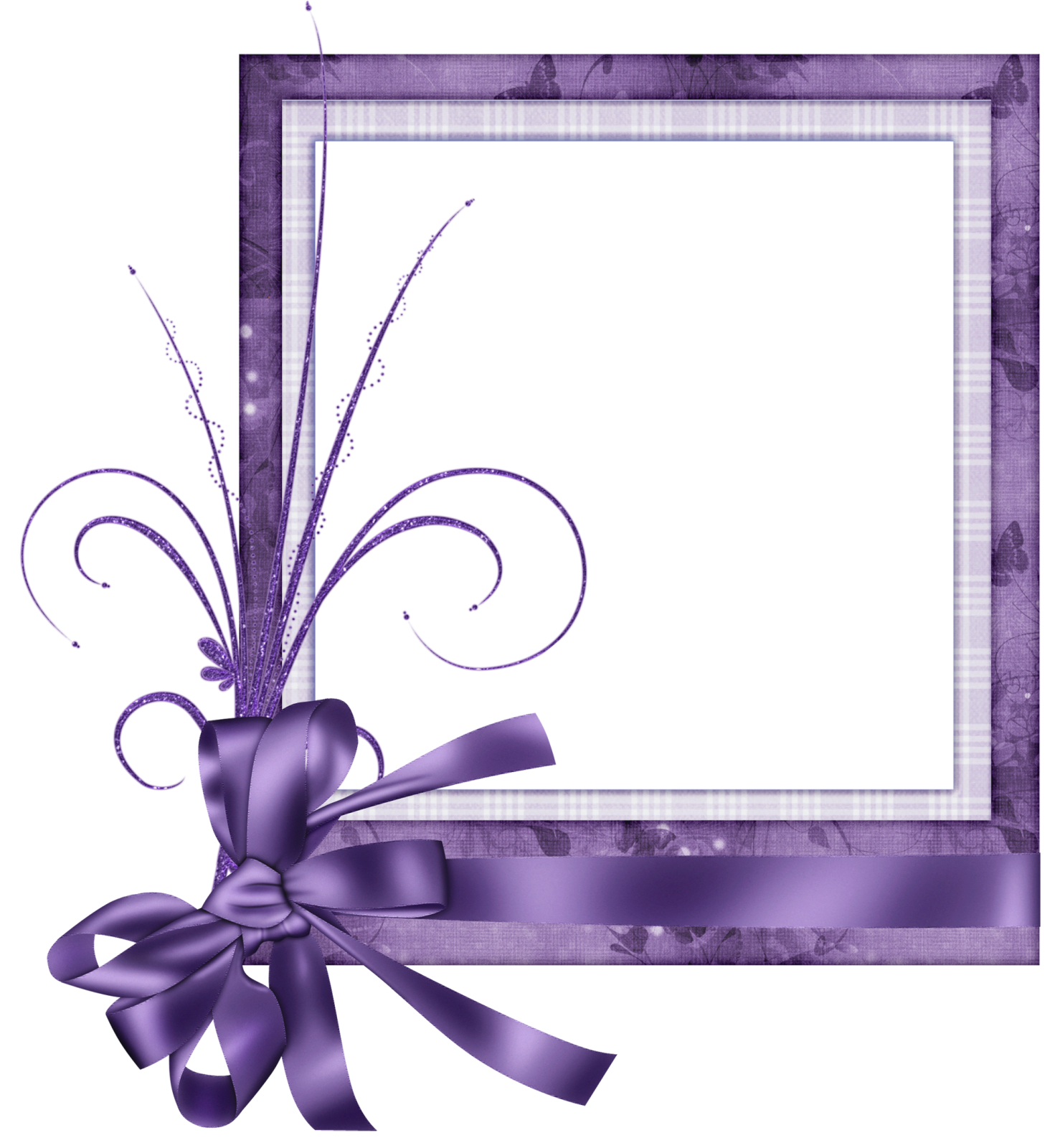a purple frame with a bow on it