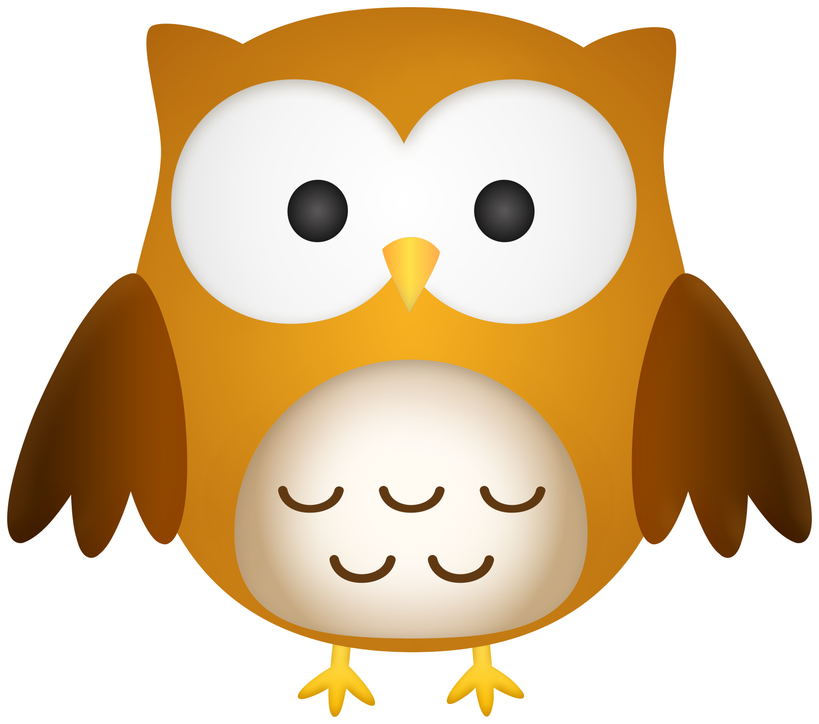 a brown and white owl with big eyes