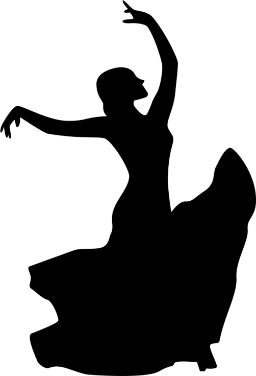 a black and white silhouette of a woman dancing