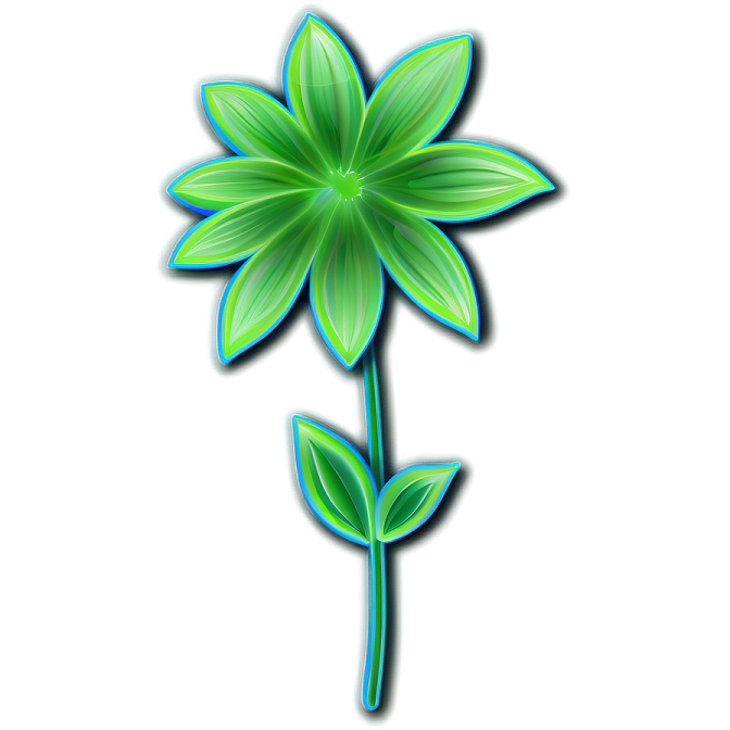 a green flower on a white background