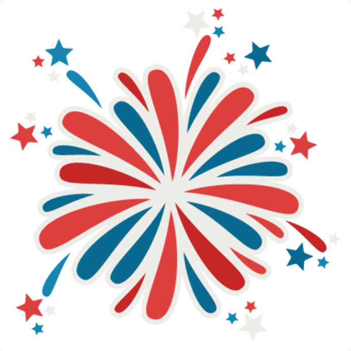 a red, white and blue flower with stars