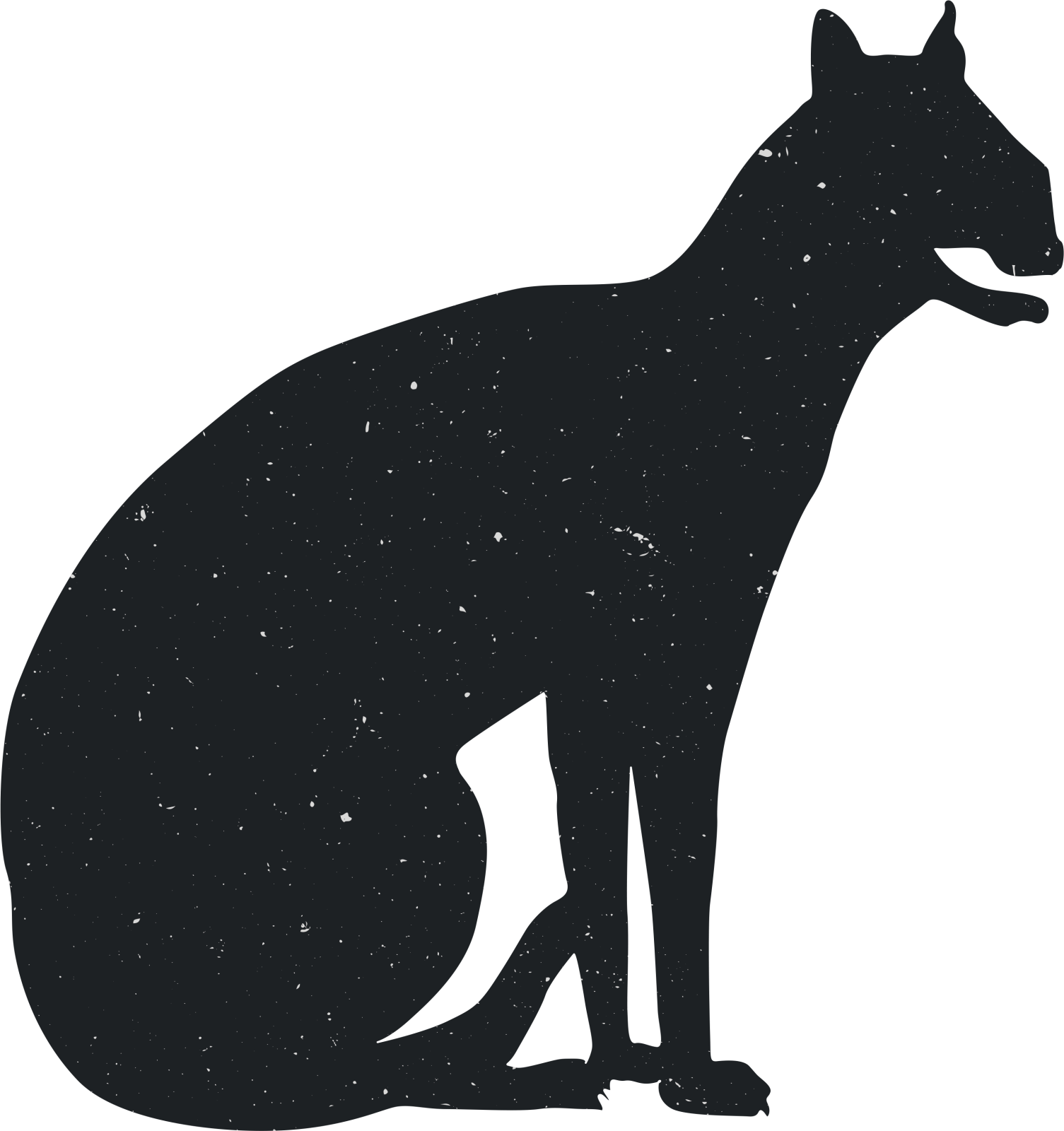 a black and white silhouette of a dog