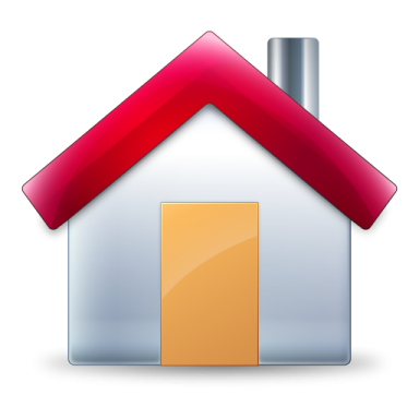 a house icon with a red roof