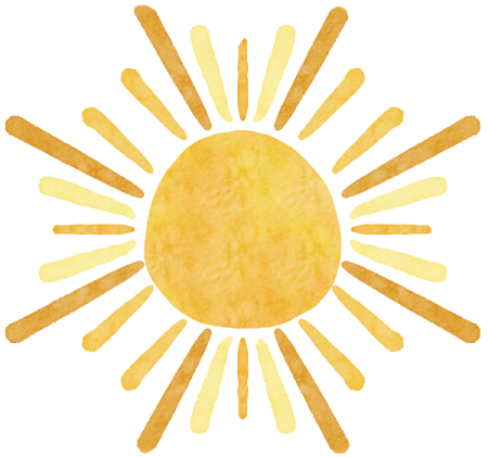 a watercolor sun on a white background