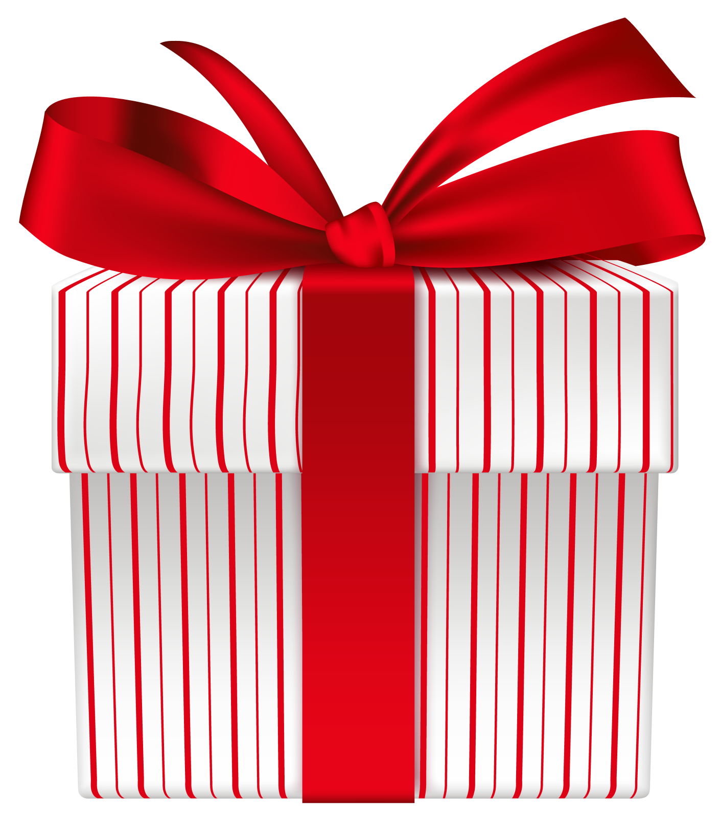 a white gift box with red ribbon and bow