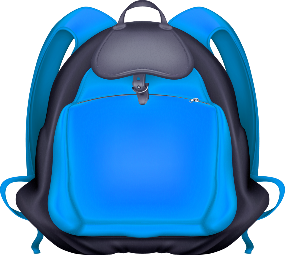 a blue backpack on a white background
