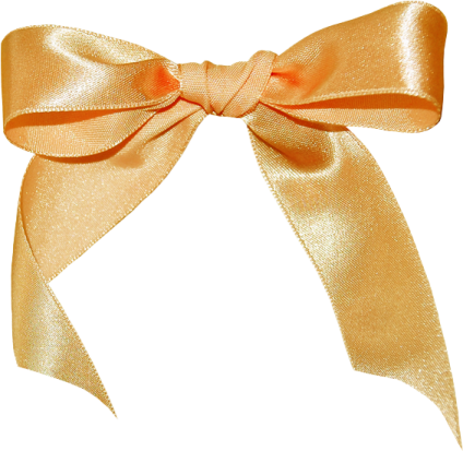 a gold ribbon with a large bow