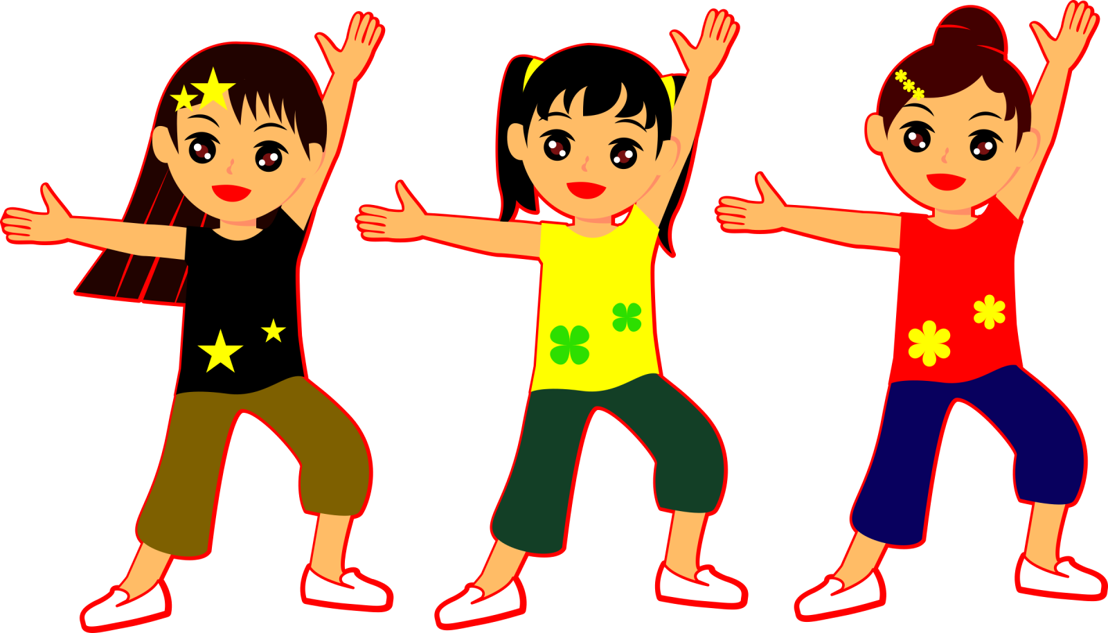 three children in different poses