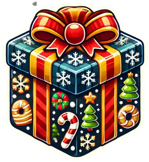 a gift box with christmas decorations on it