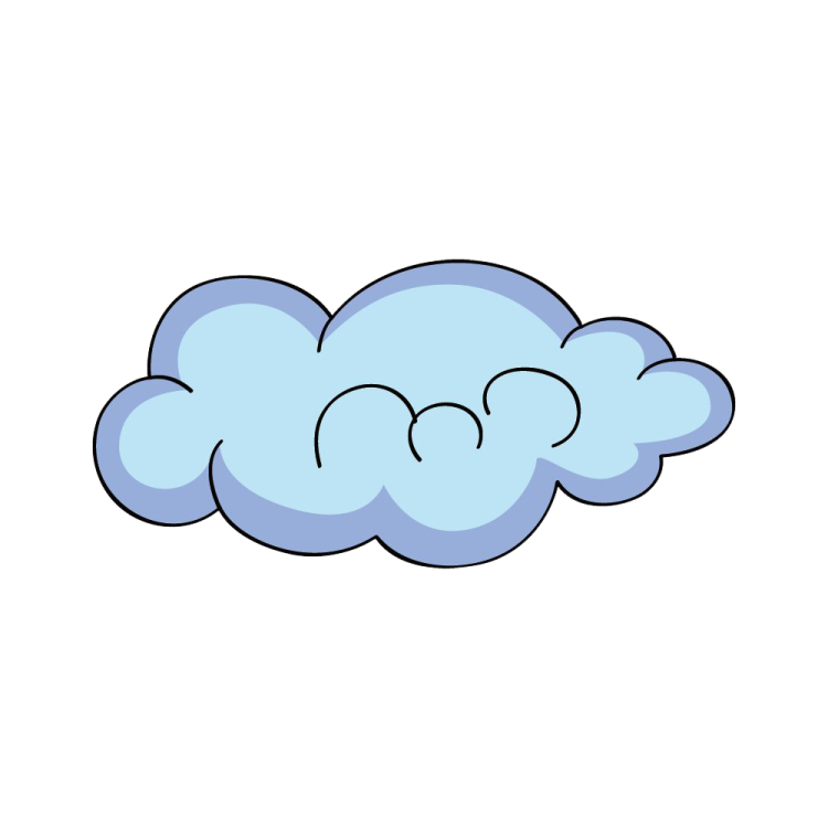 a blue cloud with two eyes