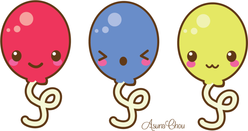 three colorful balloons with faces on them