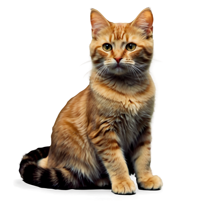 a brown and black cat sitting on the ground