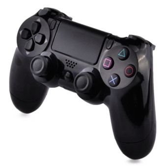 a black controller on a white background