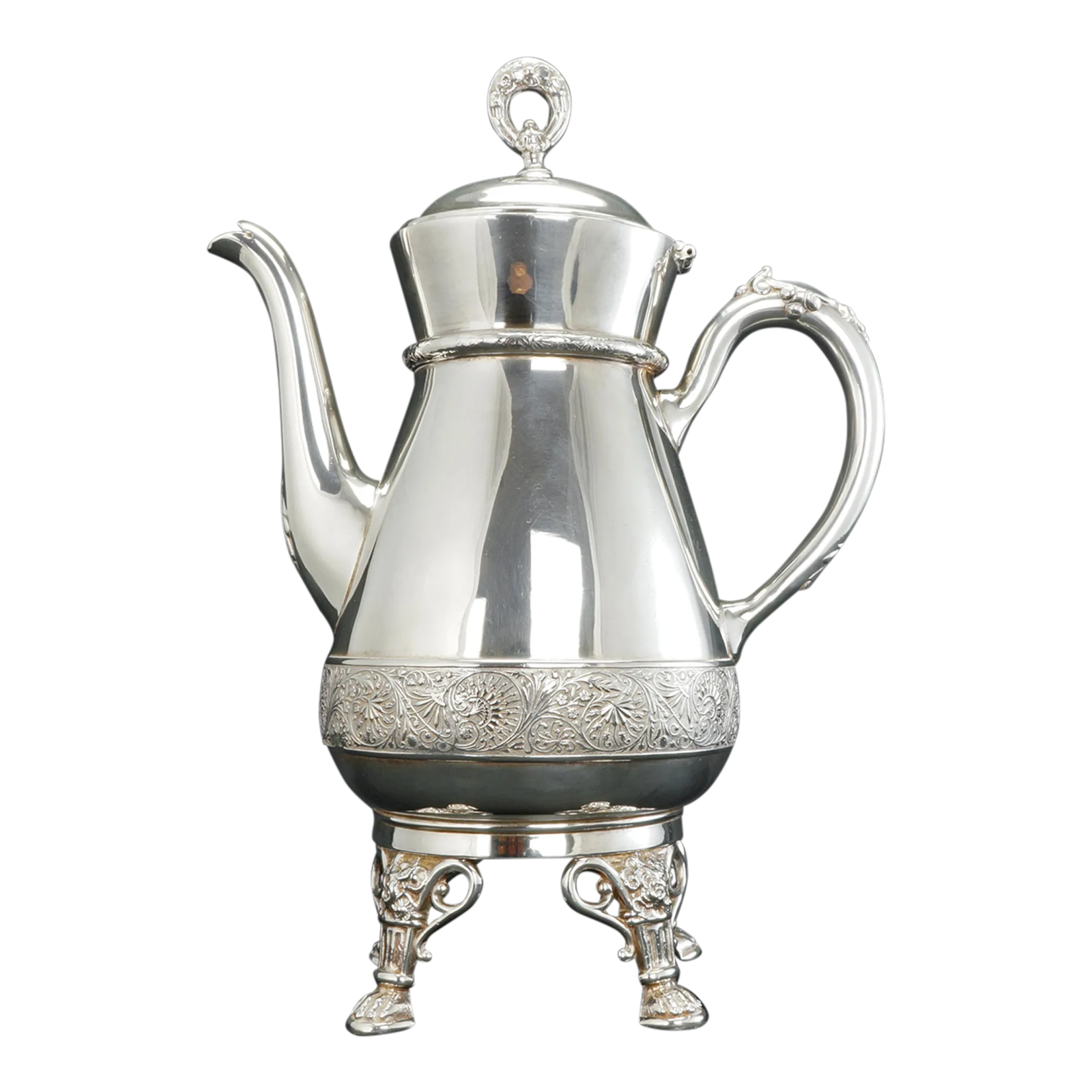 a george ii silver coffee pot on stand