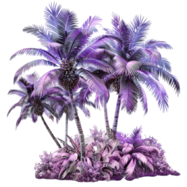 a bunch of purple palm trees