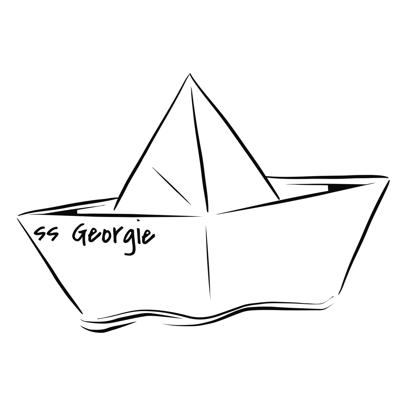 a paper boat with the word's george written on it