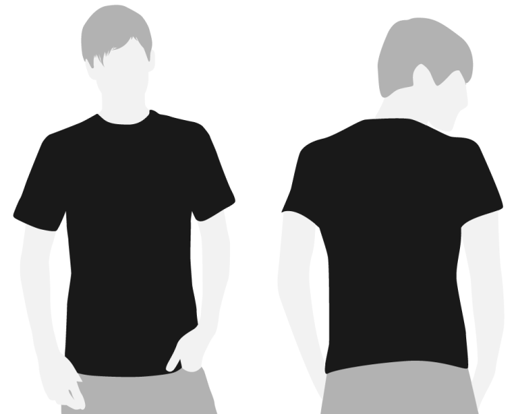 a man wearing a black t - shirt