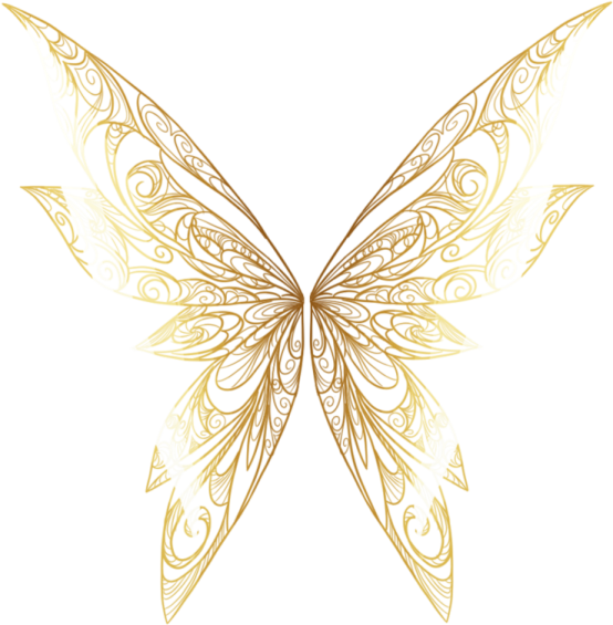 a gold butterfly with intricate patterns