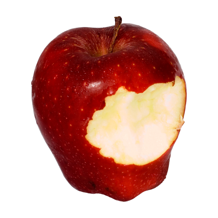 an apple with a bite in the middle