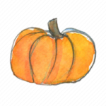 a watercolor drawing of a pumpkin