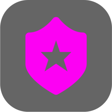 a pink shield with a star on it