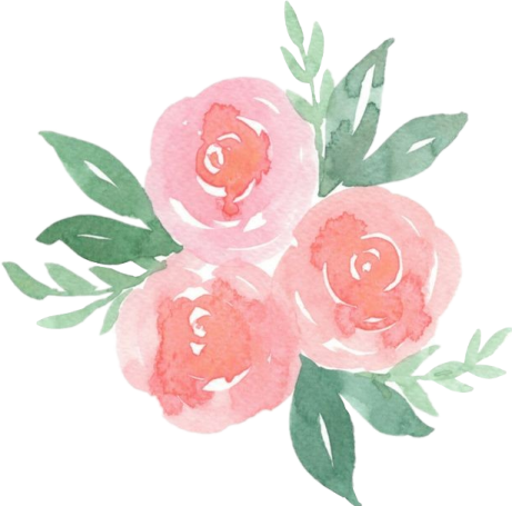 a watercolor painting of three pink roses