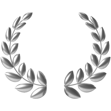 a pair of silver laurel wreaths