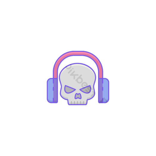 a skull with headphones on