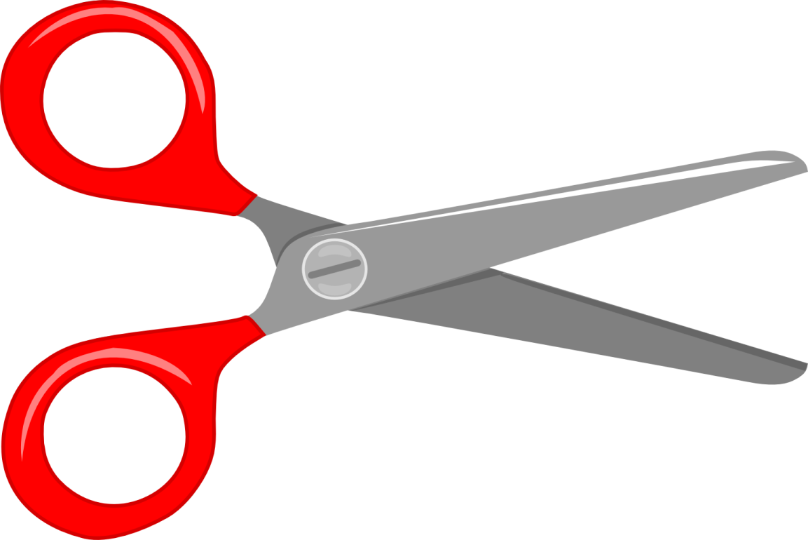 a pair of scissors with red handles