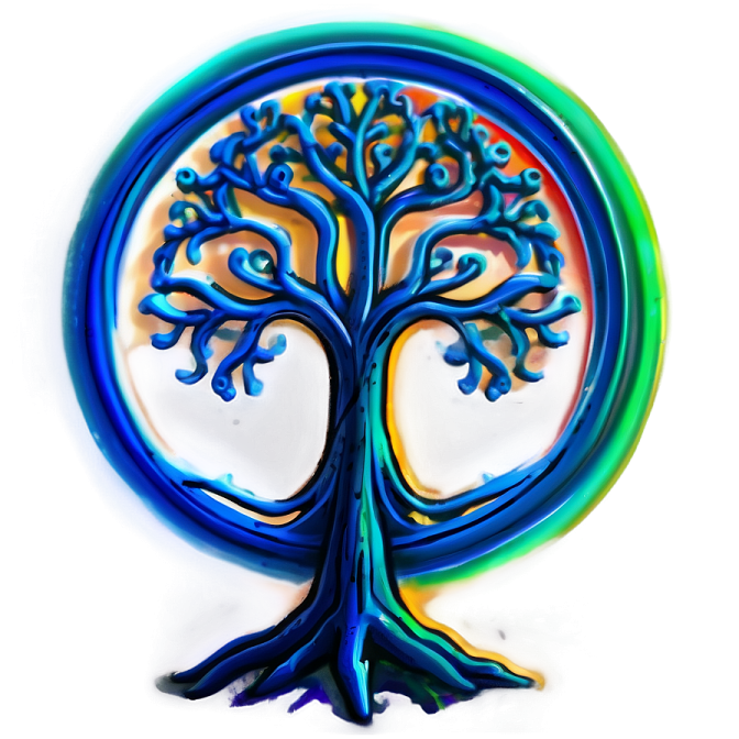 a painting of a tree in a circle