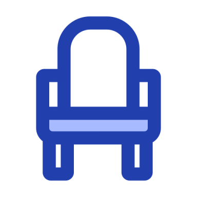 a blue chair on a white background