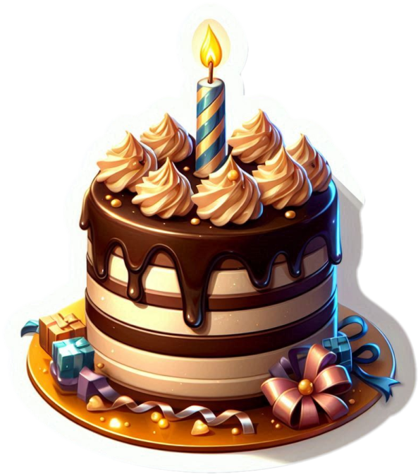 a birthday cake with a lit candle on top